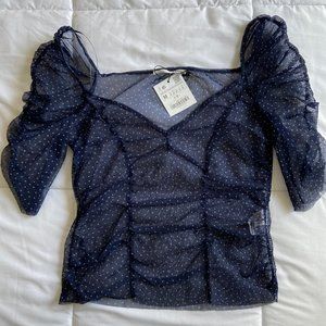ZARA Polka Dot Mesh Top